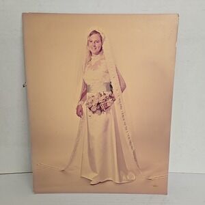 Vintage Photo Bride Wedding Dress Pretty Young Woman 11x14